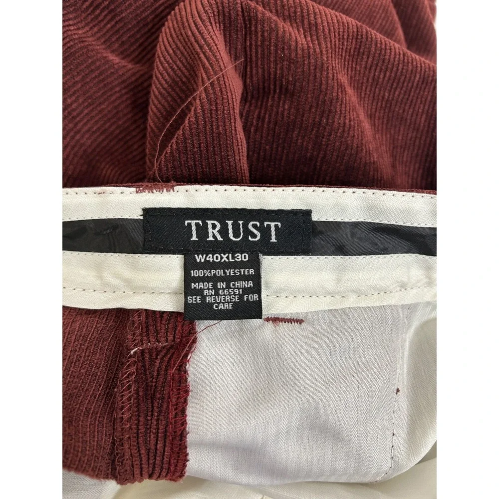 Trust Burgundy Double Pocket Top/Pants Suit‎ SIZE: XL Pants 36/30 Cord Polyester